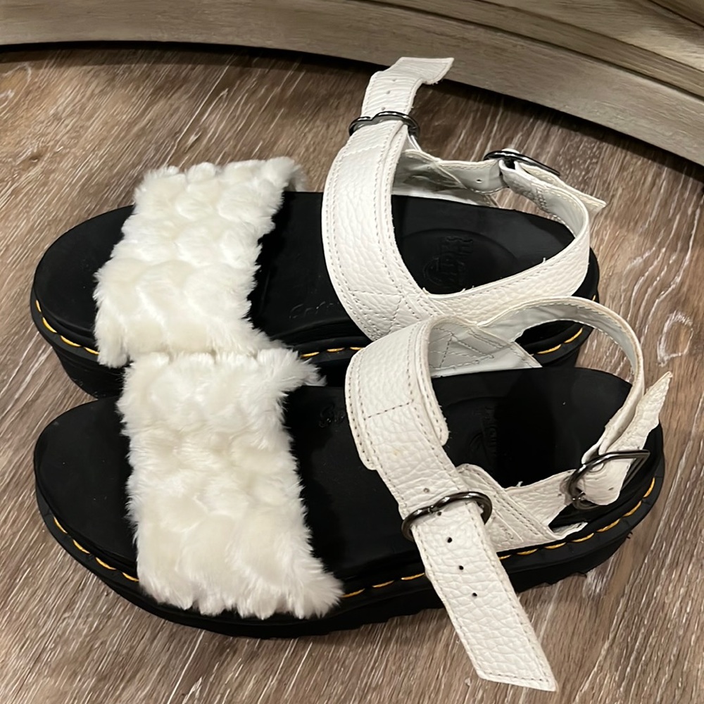 DR. MARTENS faux fur platform sandals
